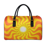 Psychedelic Burning Sun Print Leather Duffle Bag