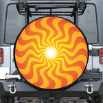 Psychedelic Burning Sun Print Leather Spare Tire Cover