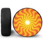 Psychedelic Burning Sun Print Leather Spare Tire Cover