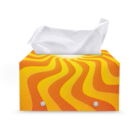Psychedelic Burning Sun Print Leather Tissue Box Cover