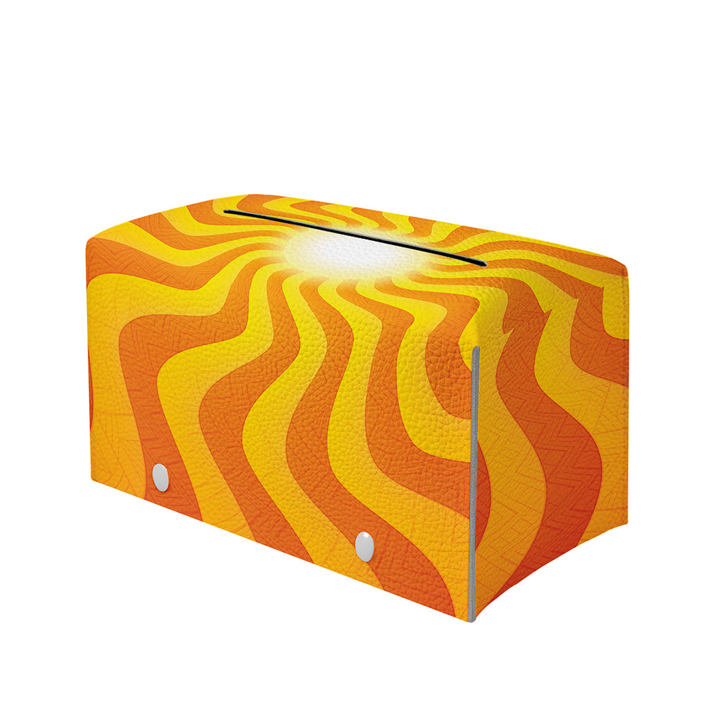 Psychedelic Burning Sun Print Leather Tissue Box Cover