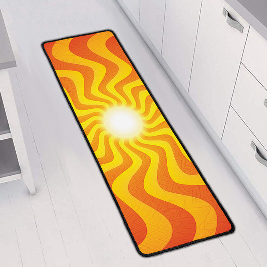 Psychedelic Burning Sun Print Long Kitchen Mat