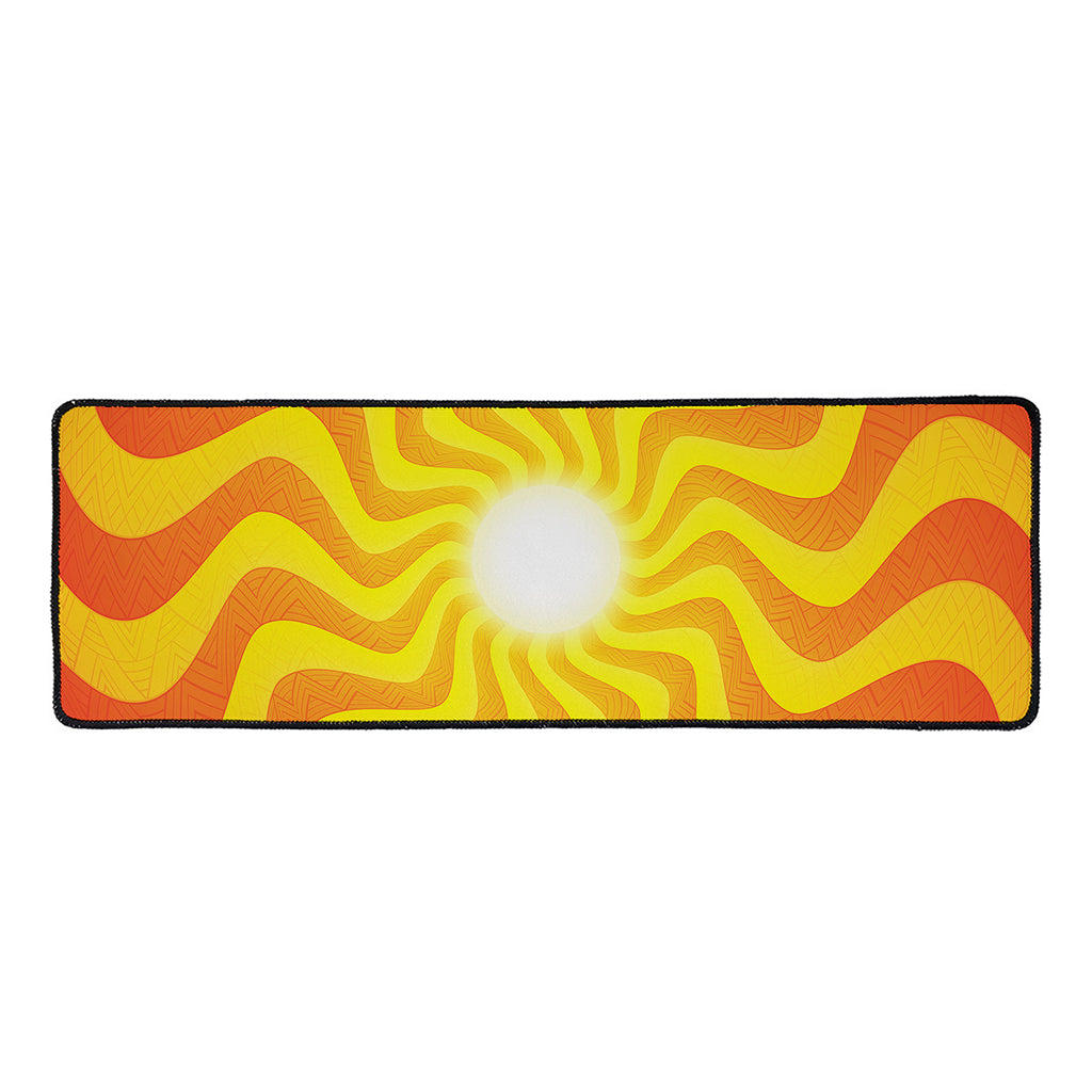 Psychedelic Burning Sun Print Long Kitchen Mat