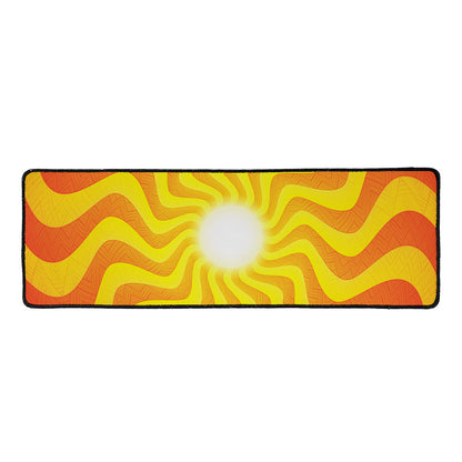 Psychedelic Burning Sun Print Long Kitchen Mat