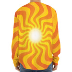 Psychedelic Burning Sun Print Long Sleeve Baseball Jersey