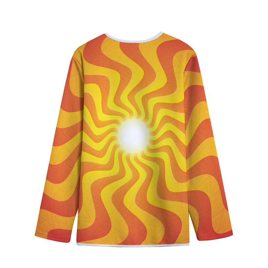 Psychedelic Burning Sun Print Long Sleeve Short Coat