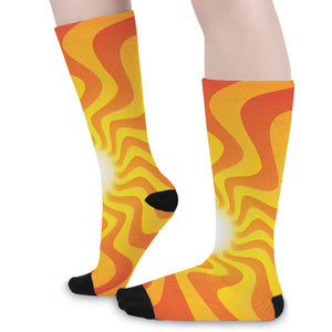 Psychedelic Burning Sun Print Long Socks