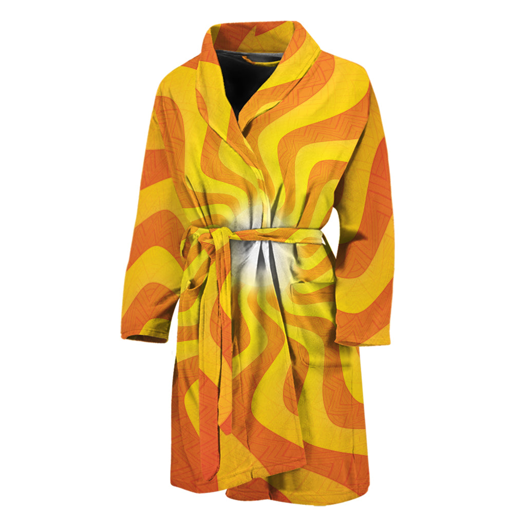 Psychedelic Burning Sun Print Men's Bathrobe