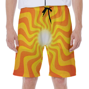 Psychedelic Burning Sun Print Men's Beach Shorts