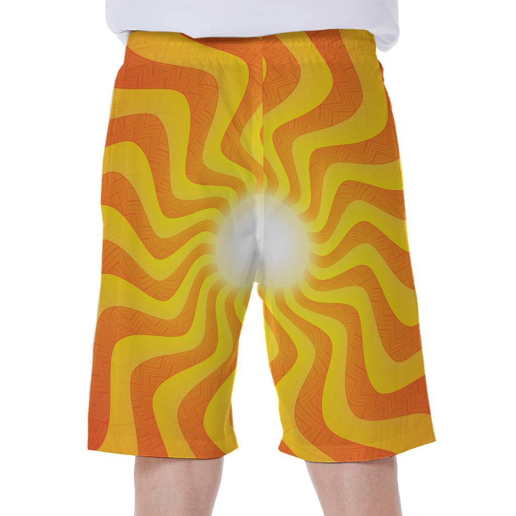 Psychedelic Burning Sun Print Men's Beach Shorts