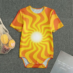 Psychedelic Burning Sun Print Men's Bodysuit