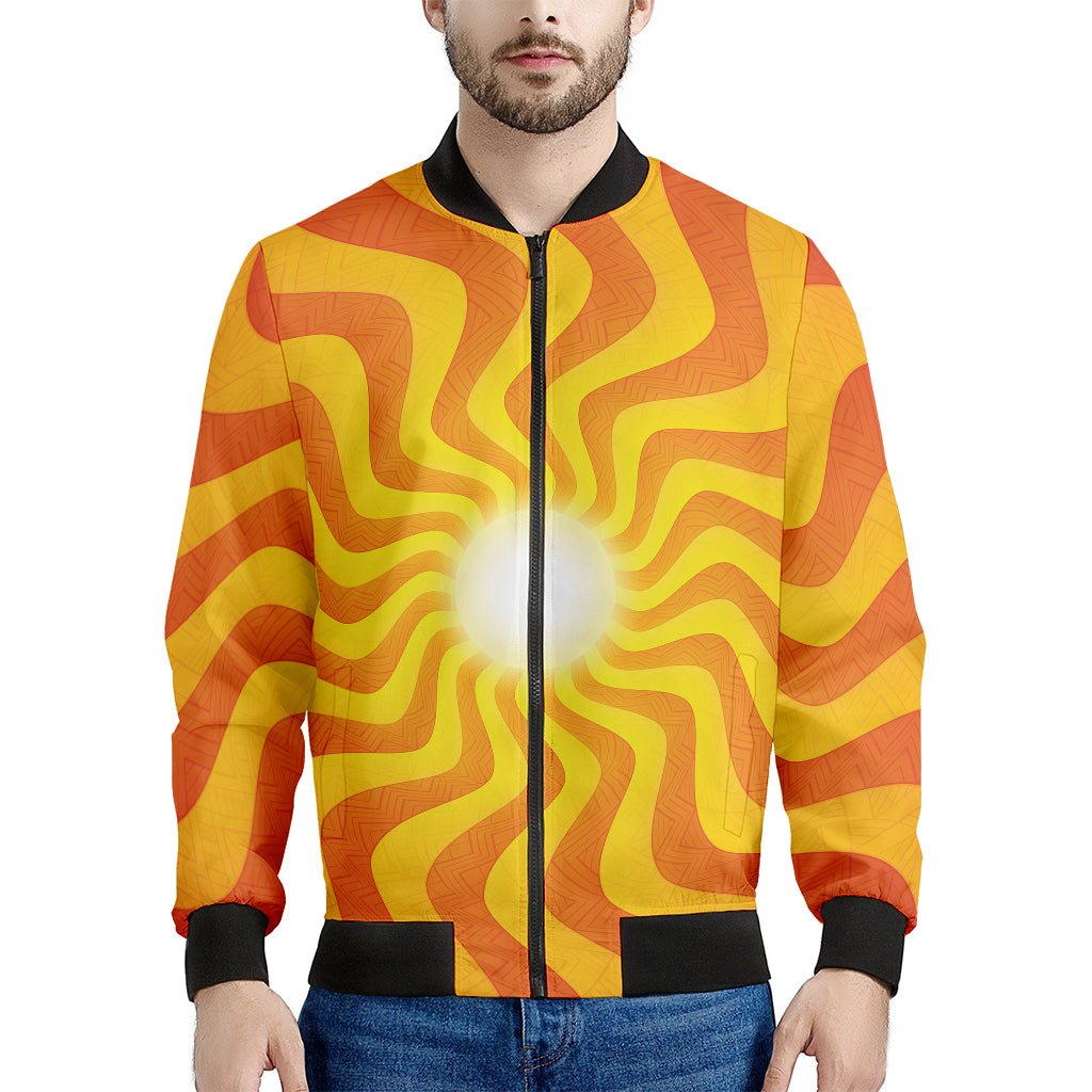 Psychedelic Burning Sun Print Men's Bomber Jacket