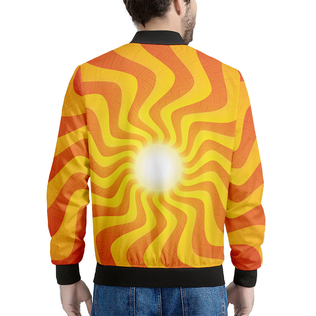 Psychedelic Burning Sun Print Men's Bomber Jacket