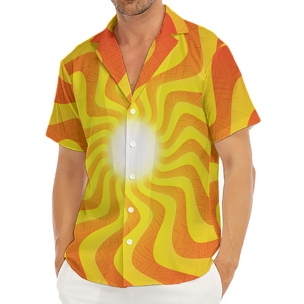 Psychedelic Burning Sun Print Men's Deep V-Neck Shirt