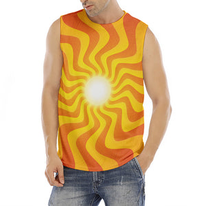 Psychedelic Burning Sun Print Men's Fitness Tank Top