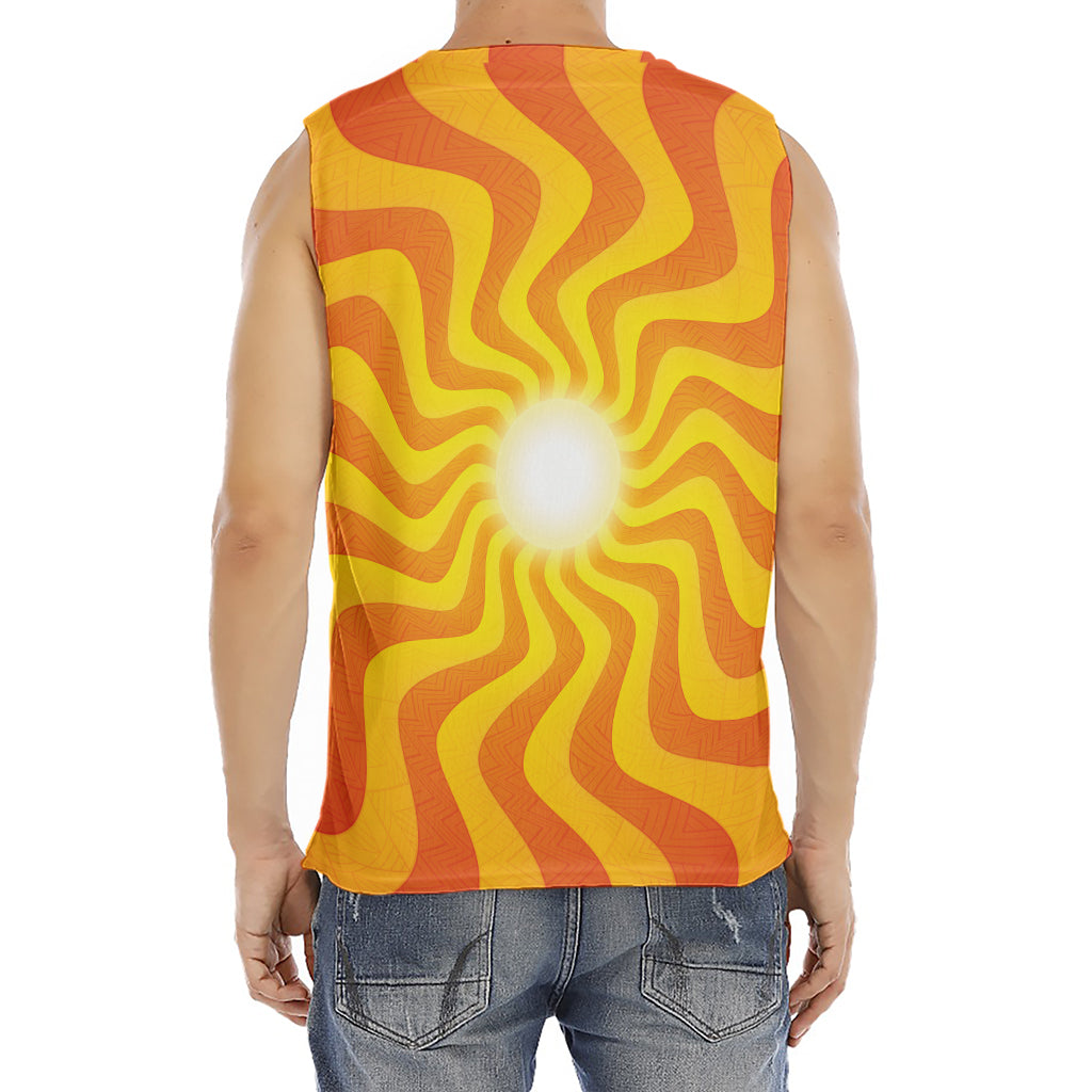 Psychedelic Burning Sun Print Men's Fitness Tank Top