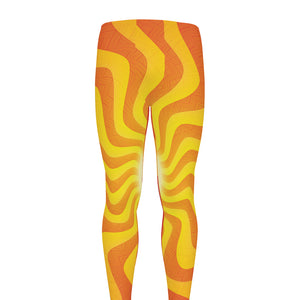 Psychedelic Burning Sun Print Men's leggings