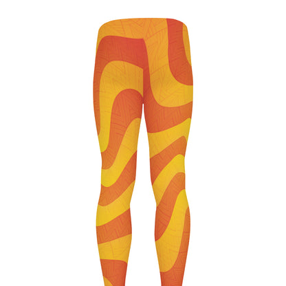 Psychedelic Burning Sun Print Men's leggings