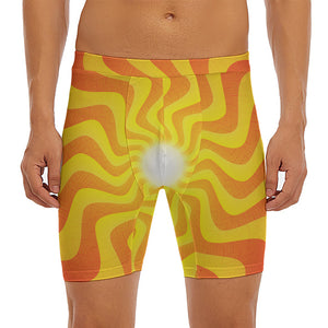 Psychedelic Burning Sun Print Men's Long Boxer Briefs