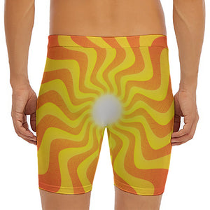 Psychedelic Burning Sun Print Men's Long Boxer Briefs