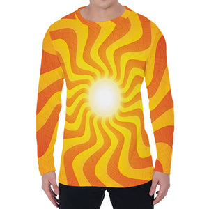 Psychedelic Burning Sun Print Men's Long Sleeve T-Shirt