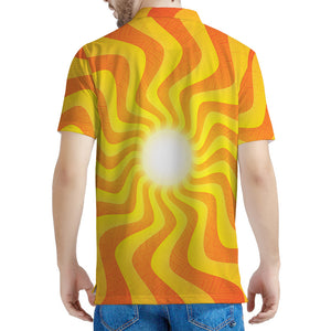 Psychedelic Burning Sun Print Men's Polo Shirt