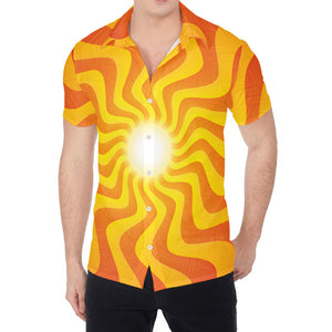 Psychedelic Burning Sun Print Men's Shirt