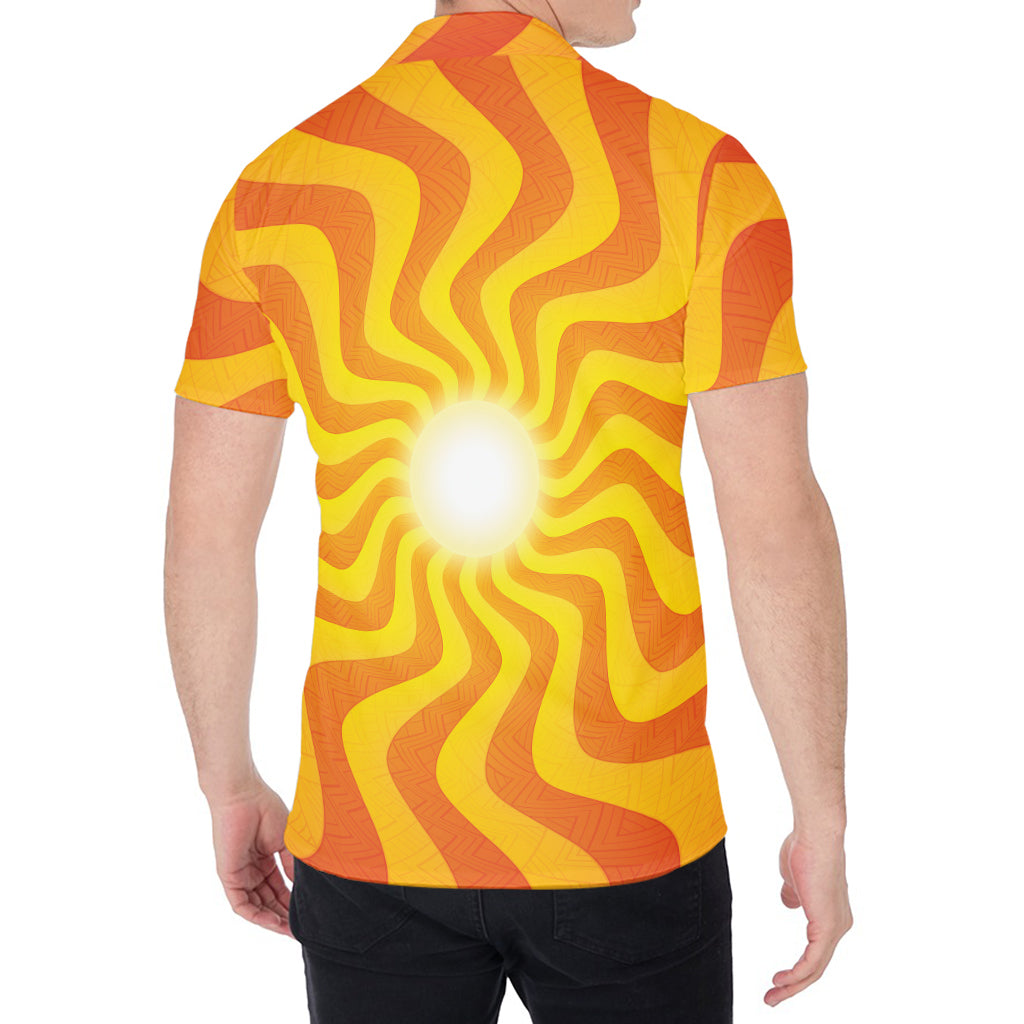 Psychedelic Burning Sun Print Men's Shirt