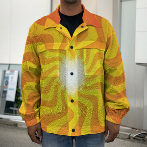 Psychedelic Burning Sun Print Men's Shirt Jacket