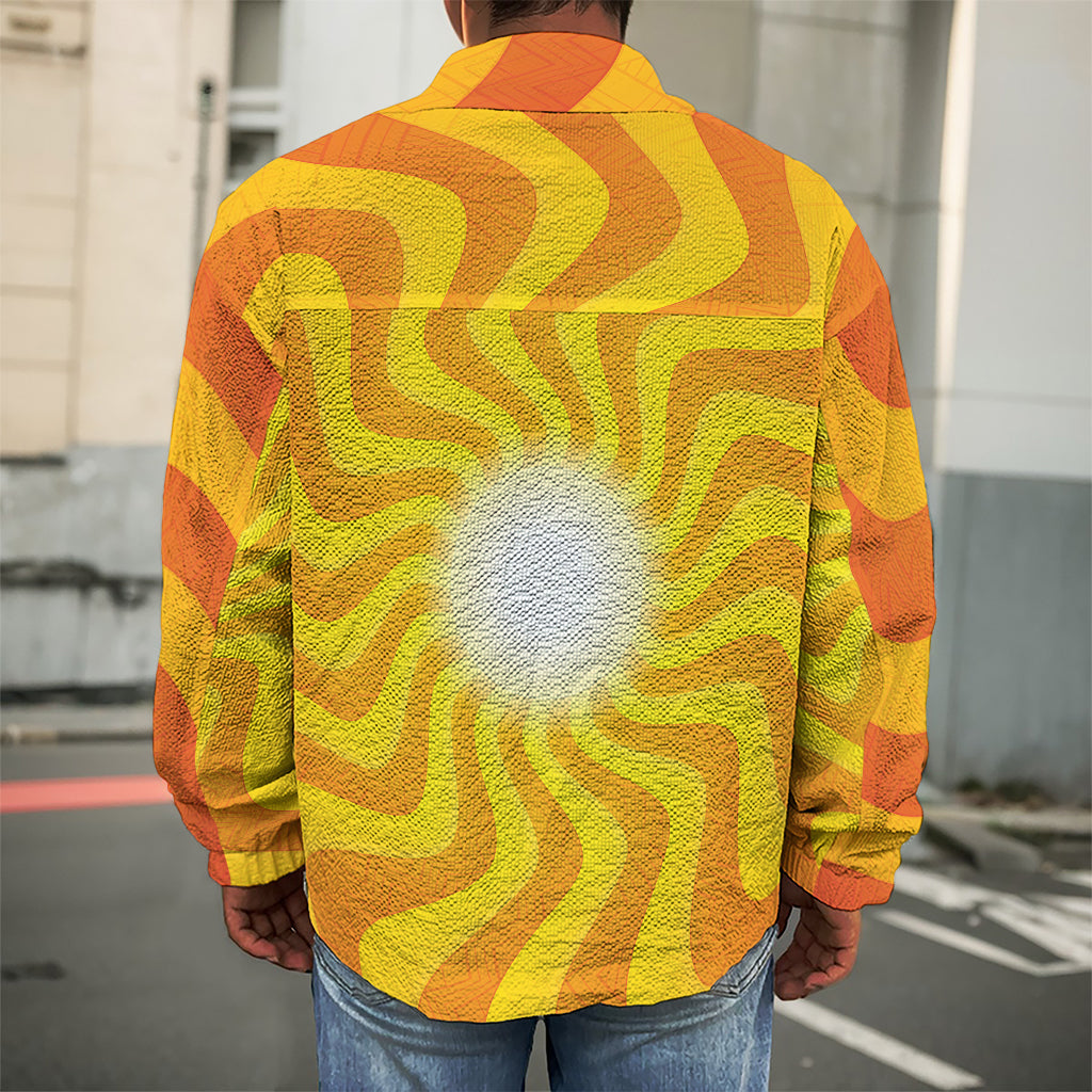 Psychedelic Burning Sun Print Men's Shirt Jacket