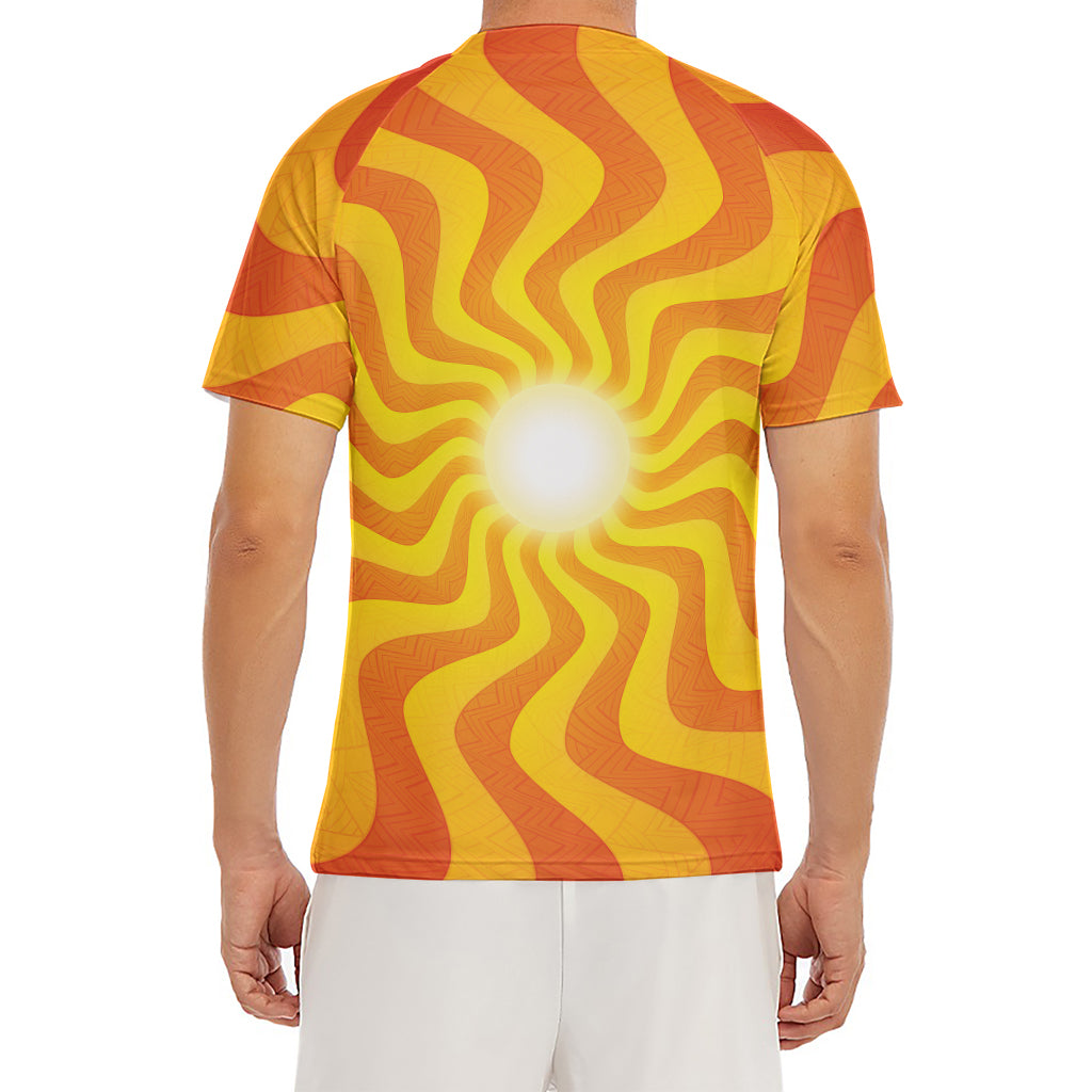 Psychedelic Burning Sun Print Men's Short Sleeve Rash Guard