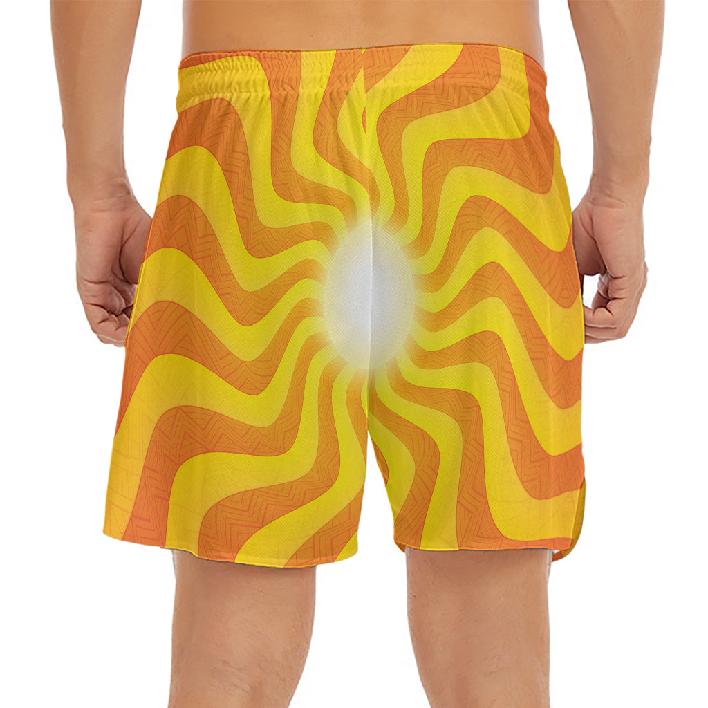 Psychedelic Burning Sun Print Men's Split Running Shorts