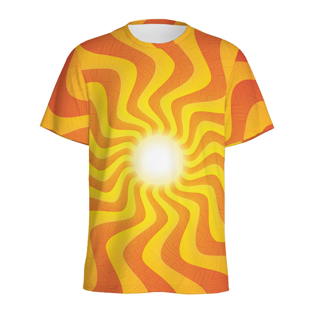 Psychedelic Burning Sun Print Men's Sports T-Shirt