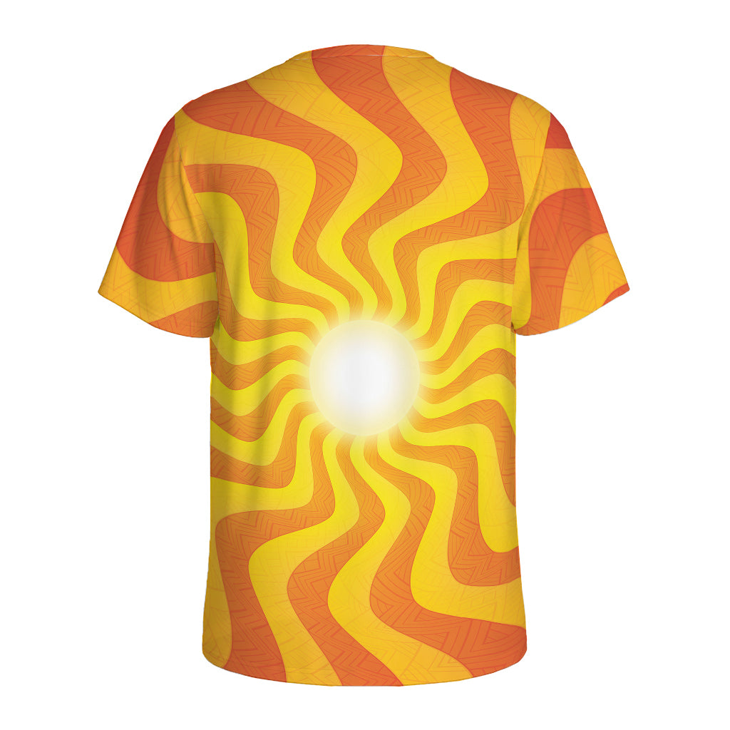 Psychedelic Burning Sun Print Men's Sports T-Shirt