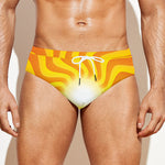Psychedelic Burning Sun Print Men's Swim Briefs