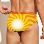 Psychedelic Burning Sun Print Men's Swim Briefs