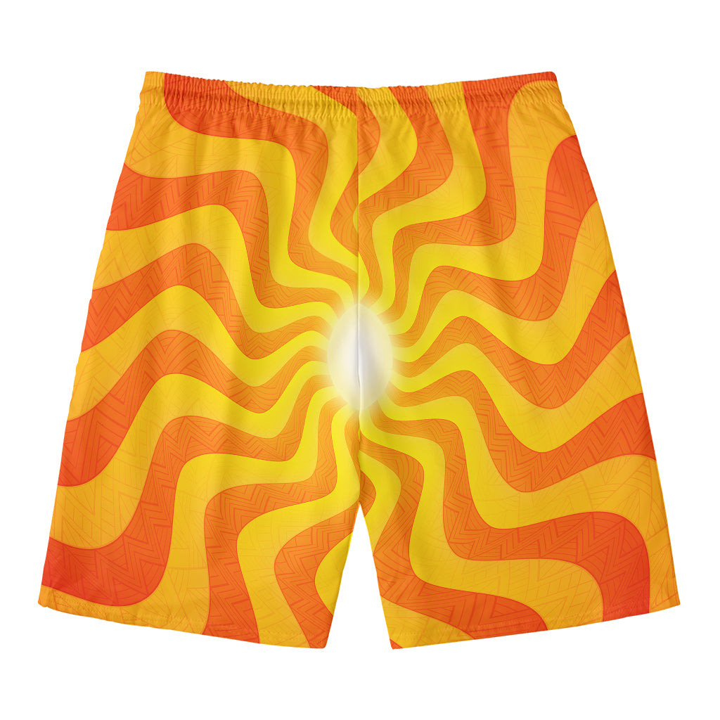 Psychedelic Burning Sun Print Men's Swim Trunks