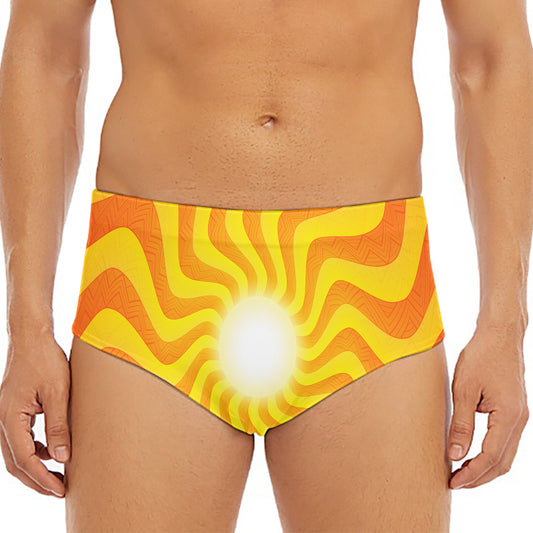 Psychedelic Burning Sun Print Men's Triangle Swim Briefs