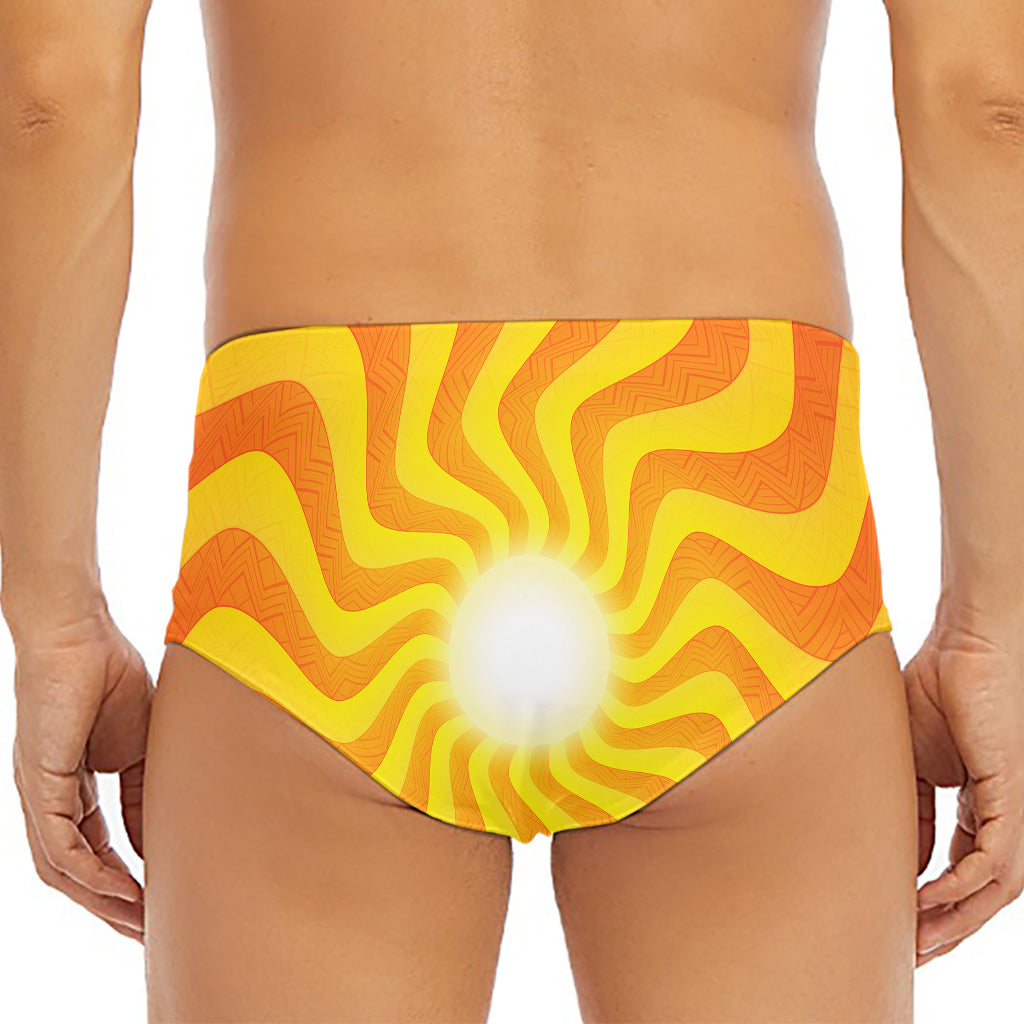 Psychedelic Burning Sun Print Men's Triangle Swim Briefs