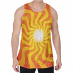 Psychedelic Burning Sun Print Men's Velvet Tank Top