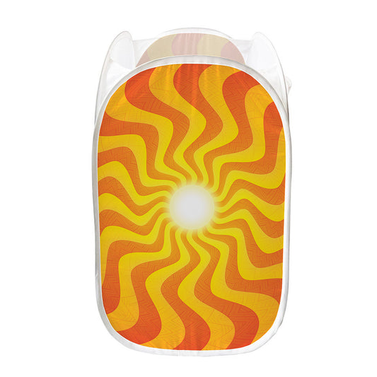 Psychedelic Burning Sun Print Mesh Laundry Hamper