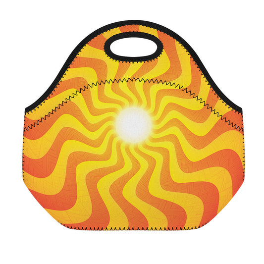 Psychedelic Burning Sun Print Neoprene Lunch Bag
