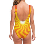 Psychedelic Burning Sun Print One Piece Swimsuit