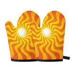 Psychedelic Burning Sun Print Oven Mitts