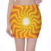 Psychedelic Burning Sun Print Pencil Mini Skirt