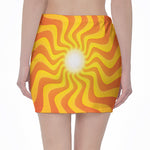 Psychedelic Burning Sun Print Pencil Mini Skirt