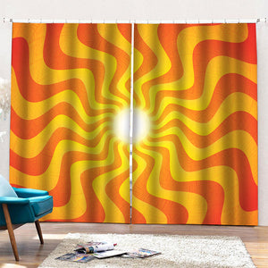 Psychedelic Burning Sun Print Pencil Pleat Curtains