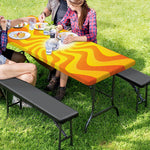 Psychedelic Burning Sun Print Picnic Table Cover