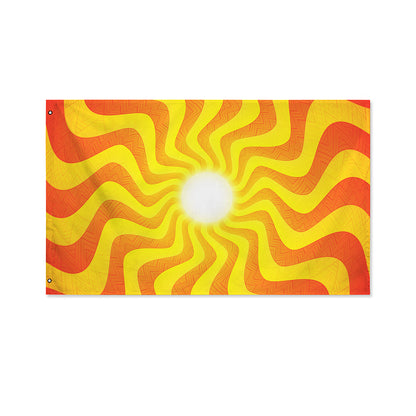 Psychedelic Burning Sun Print Polyester Flag
