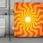 Psychedelic Burning Sun Print Polyester Shower Curtain